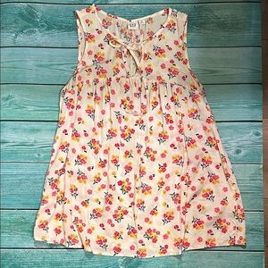 GAP Floral Blouse - Cream with Pink and Yellow Flowers